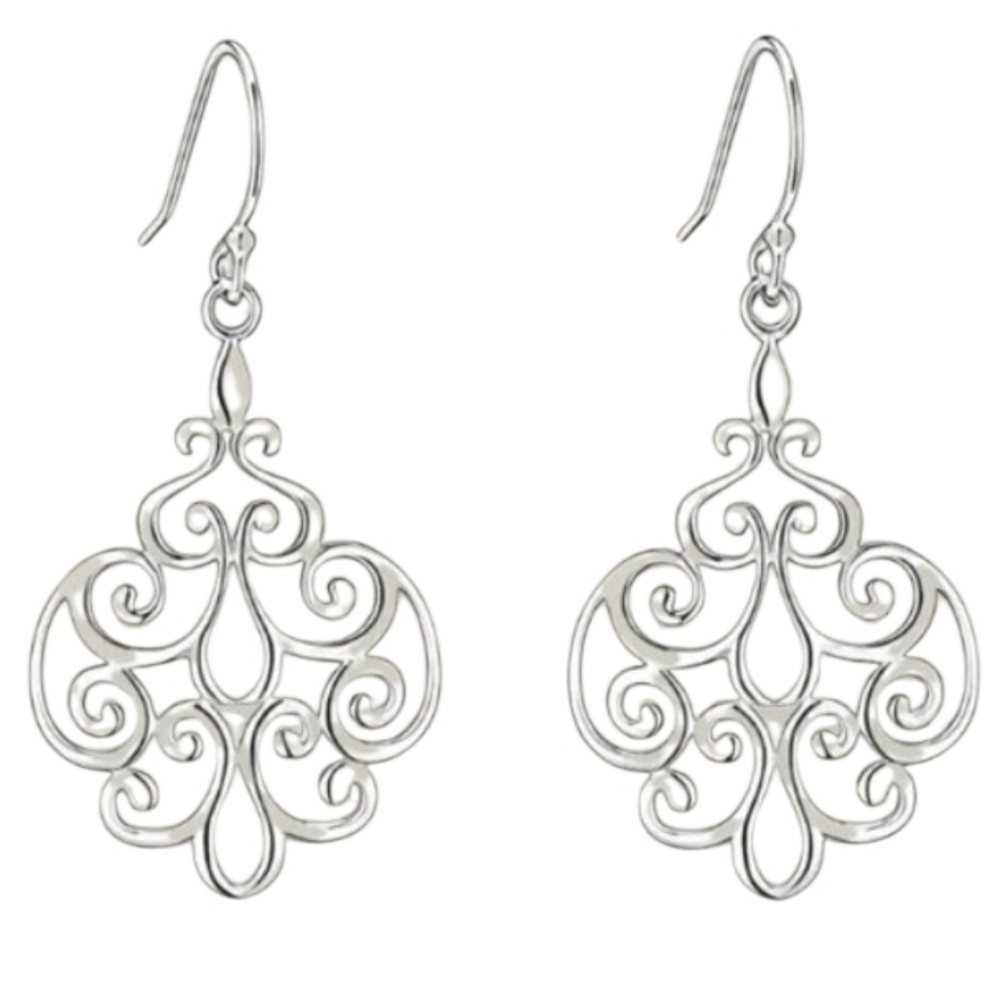 Silver Filigree Dangle Earrings